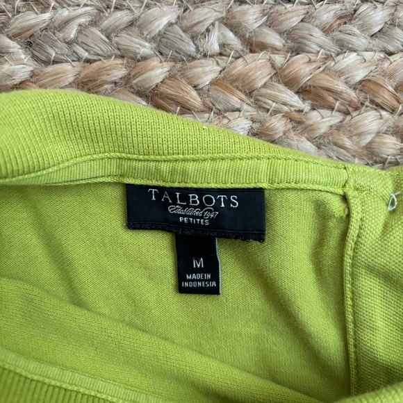 Talbots Medium Petite Bright Green Collared Boat Neck Dress Preppy - Picture 4 of 6